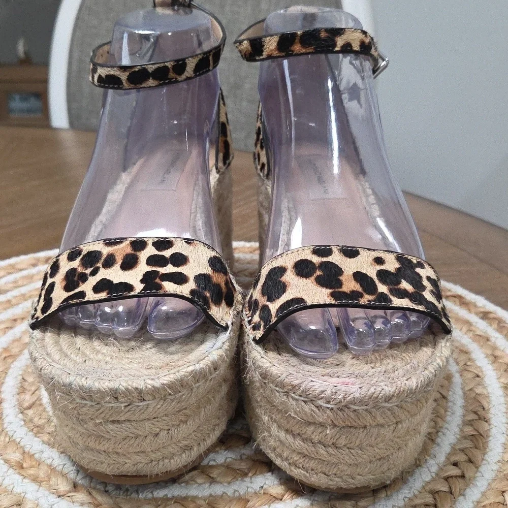 Antonio Melani Leopard Print “Beatriu” Platform Leather Espadrille - Size 8.5